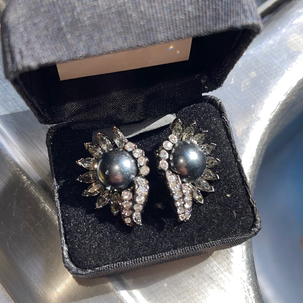 R.J. Graziano Black and Silver Statement Earrings